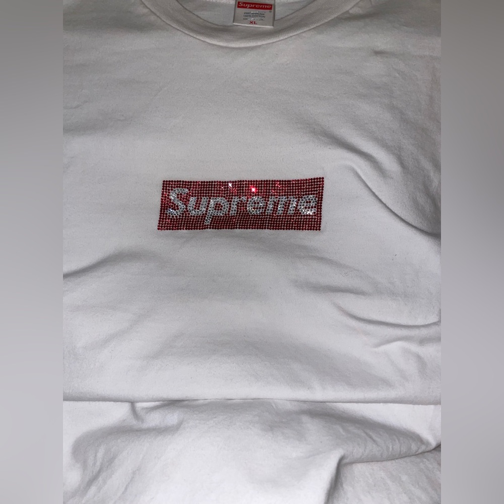 Supreme X Swarovski crystal collab tee